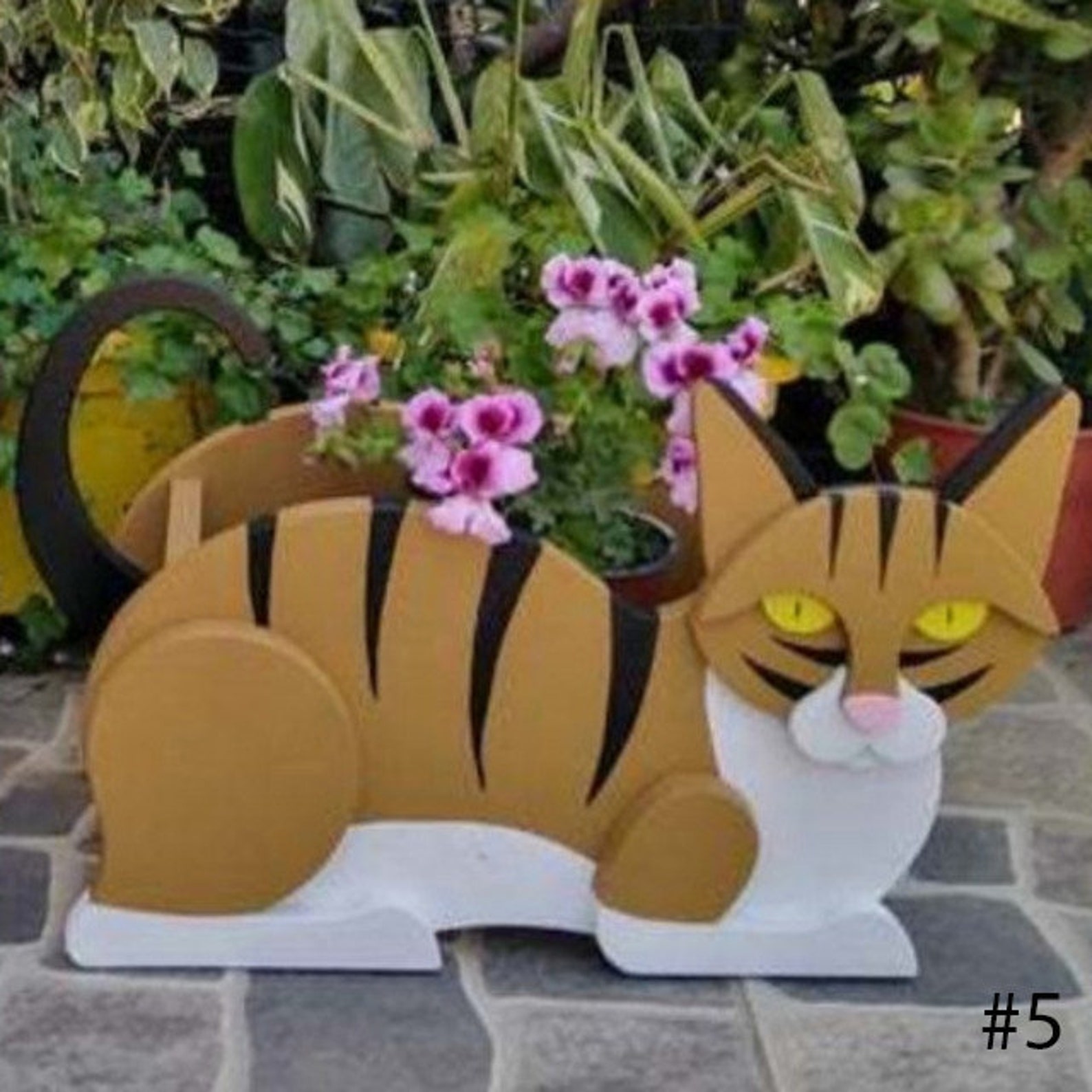 Cat Planter Stand Wooden Cat Plant Holder Animal Planter Etsy