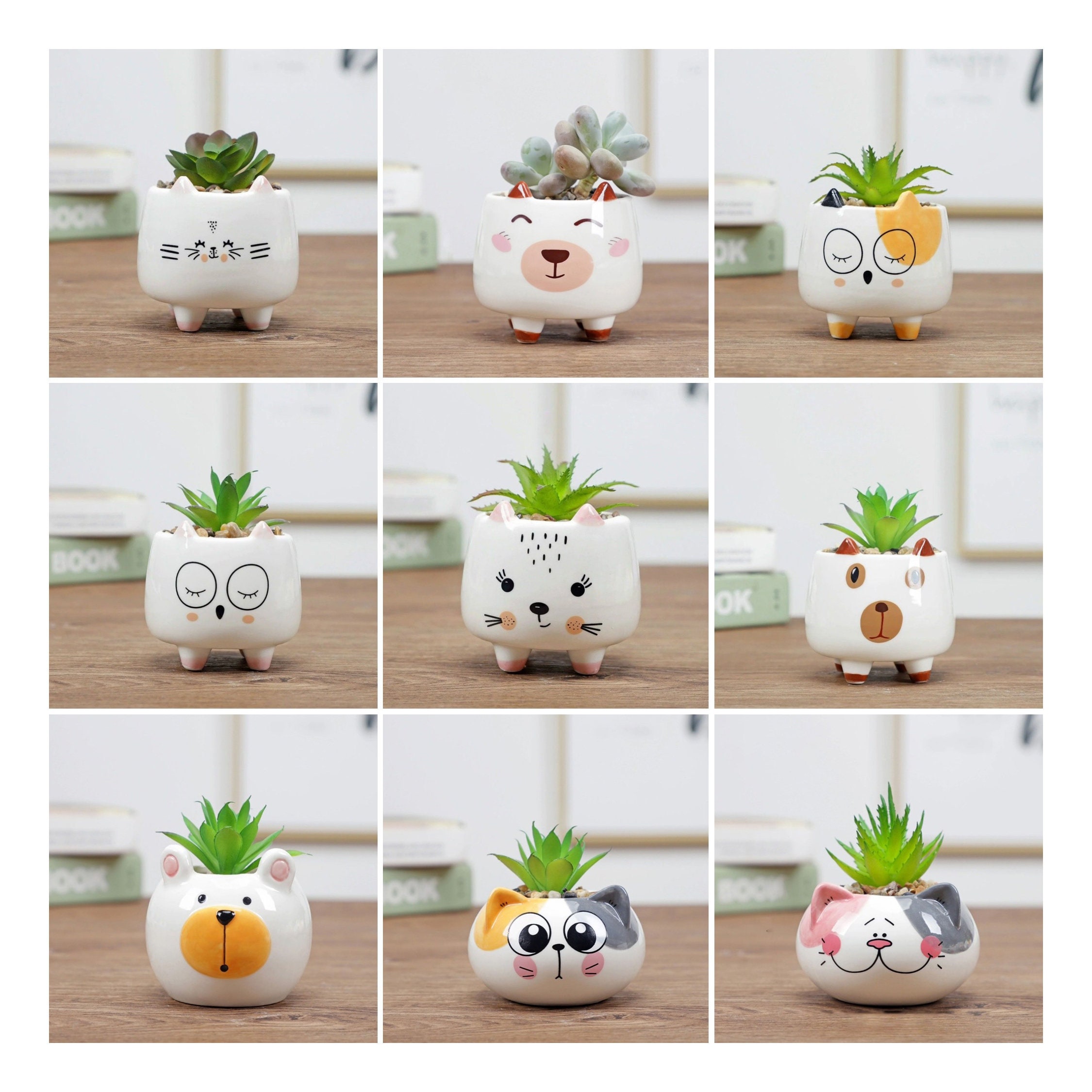 Adorable Animal Planter Ceramic Planter Dog Planter Cat Etsy