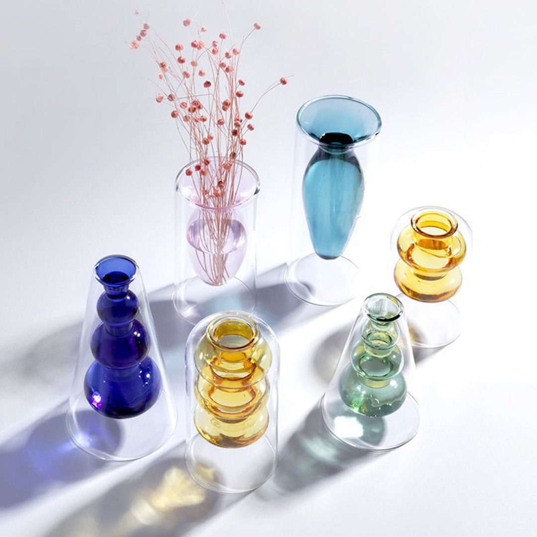 Double Glass Bubble Vase Glass Vase Modern Vase Hydroponic - Etsy