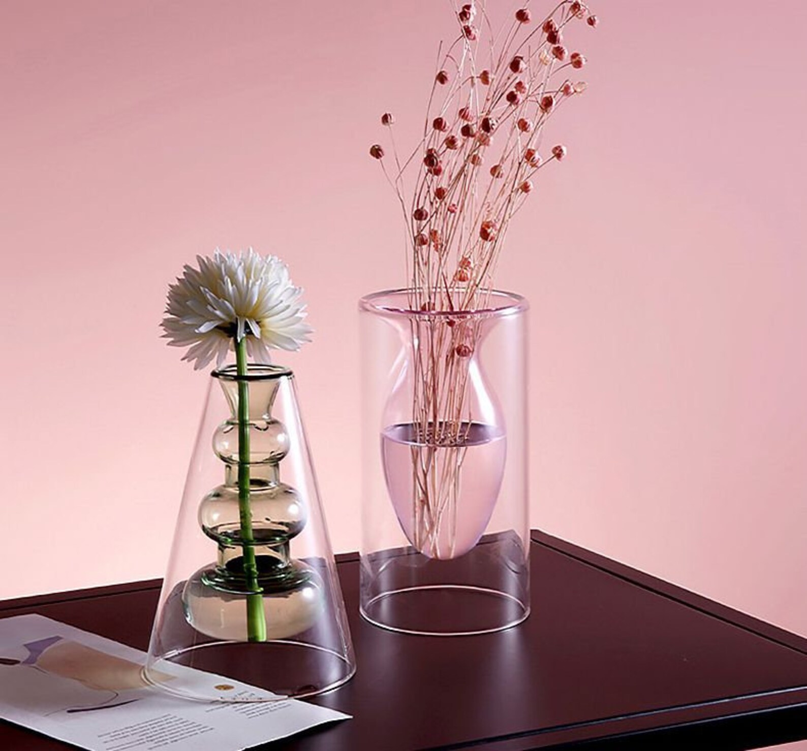 Double Glass Bubble Vase Glass Vase Modern Vase Hydroponic Etsy