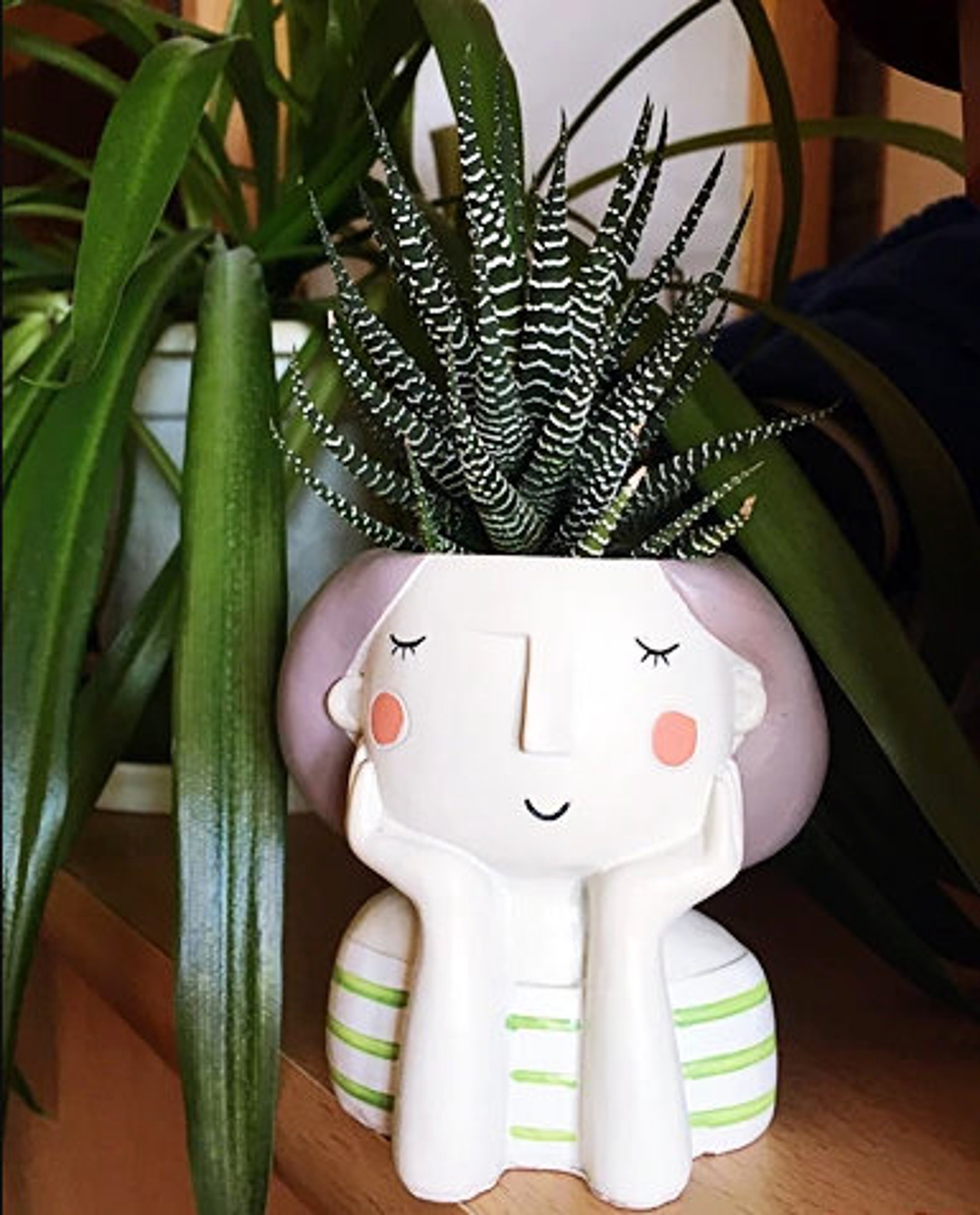 Girl Head Planter Mini Planter Cactus Pot Cache Pot de Etsy