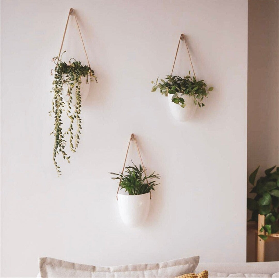 3 Ceramic Hanging Planter Indoor Set Wall Planter Indoor Etsy