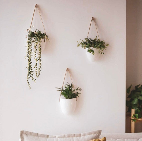 3 keramische hangende plantenbak indoor set muur - Etsy België