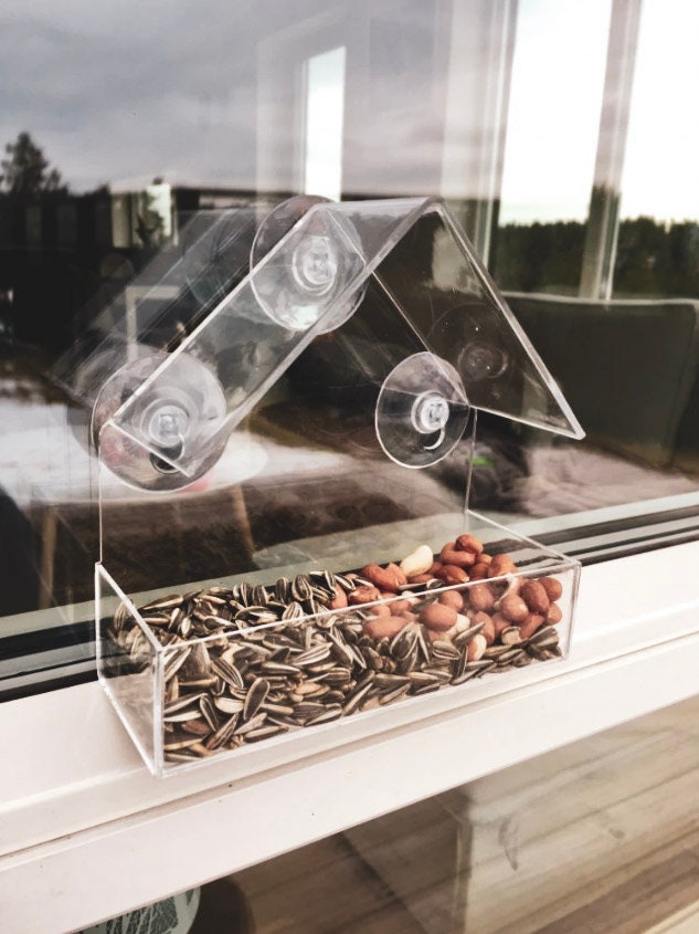 Small Window Bird Feeder Hanging Bird Feeder Acrylic Glass Etsy