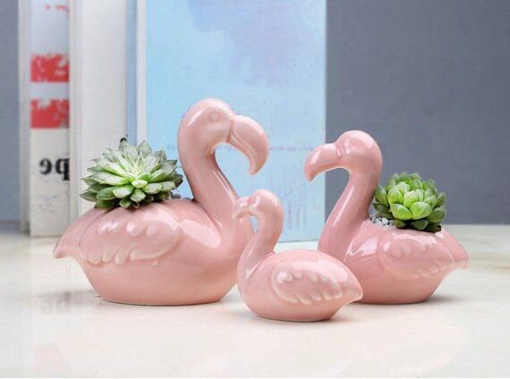 Tochi boom Beroep Aanpassing Set van 3 Pink Flamingo Family Plant Pot Flamingo Party - Etsy België