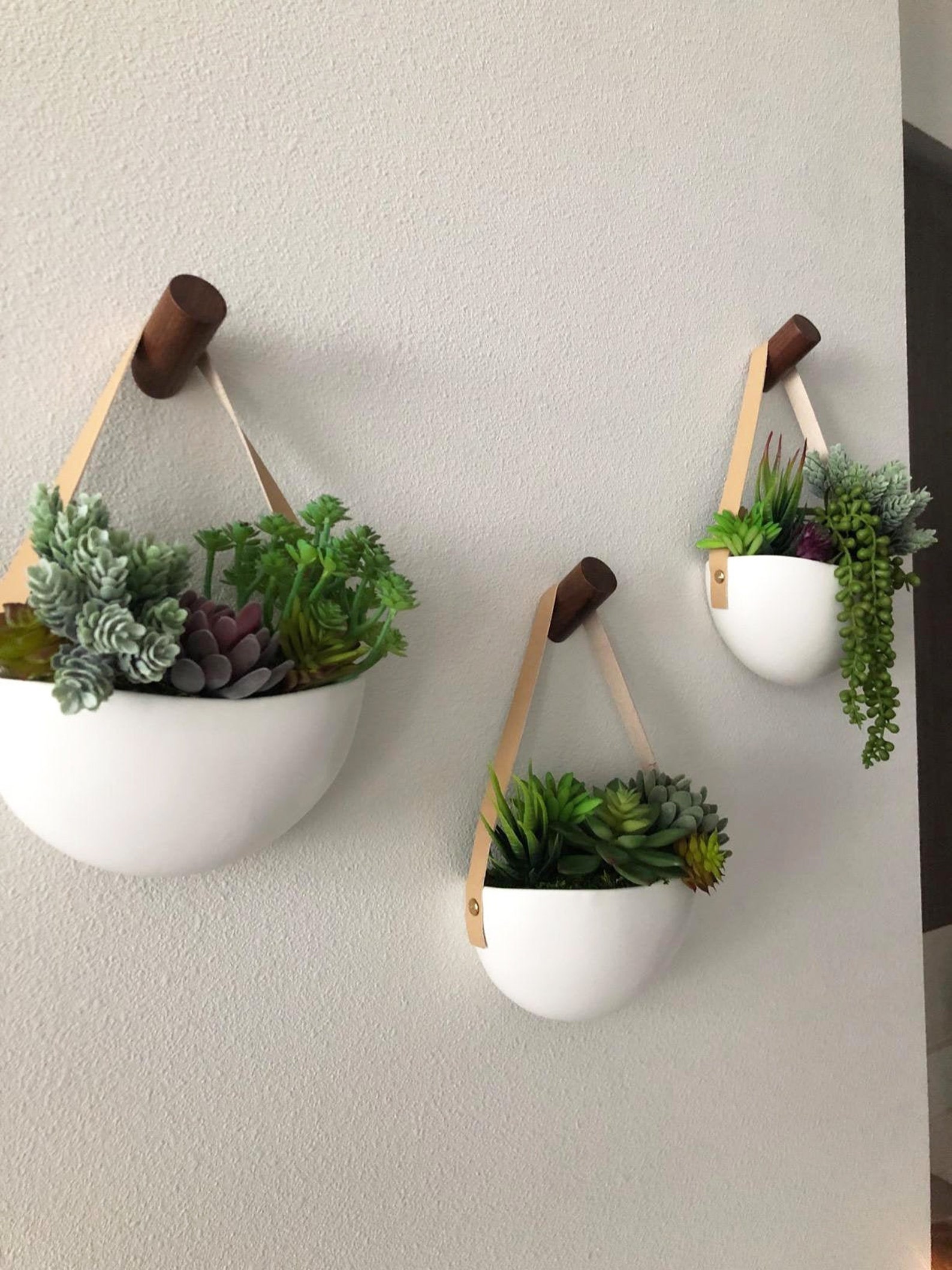 Set of 3 White Hanging Planter 3 Hanging Wall Planter Set 3 Etsy