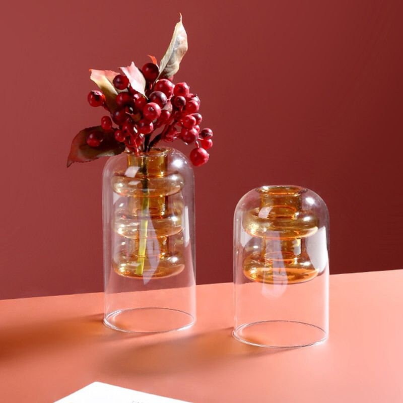 Double Glass Bubble Vase Glass Vase Modern Vase Hydroponic Etsy