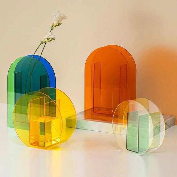 Rainbow Flower Vase Rainbow Vase Acrylic Glass Vase Modern Etsy