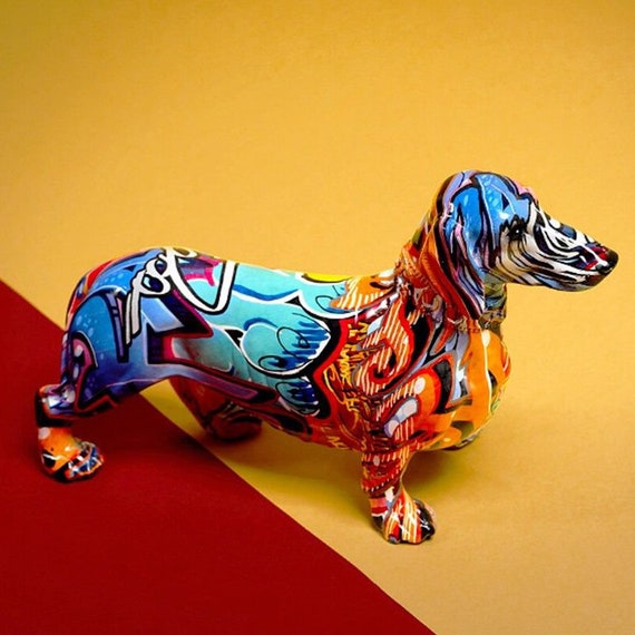 Graffiti Art Dachshund Figurine Street Sausage Dog For Ireland - Miniature Dachshund Home Decor Graffiti Art Dachshund Figurine Street Sausage Dog For Ireland - Miniature Dachshund Home Decor