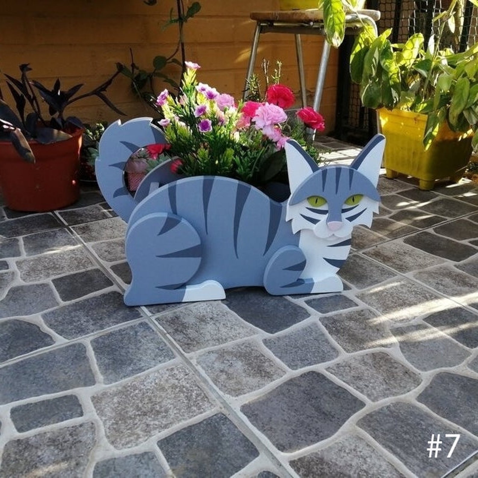 Cat Planter Stand Wooden Cat Plant Holder Animal Planter Etsy