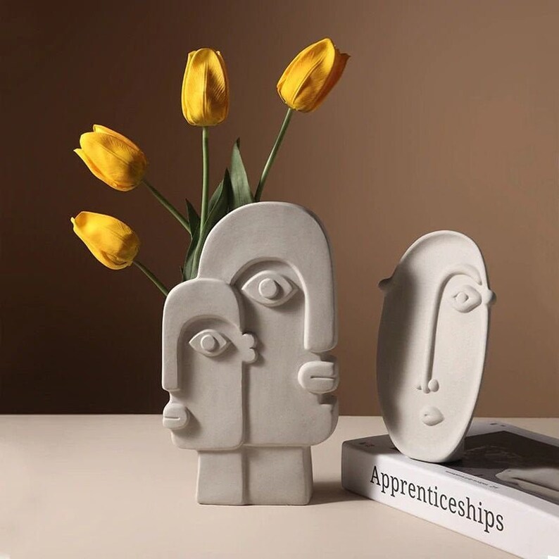 Abstract Face Vase Ceramic Vase Face Art Vase Face Planter Etsy