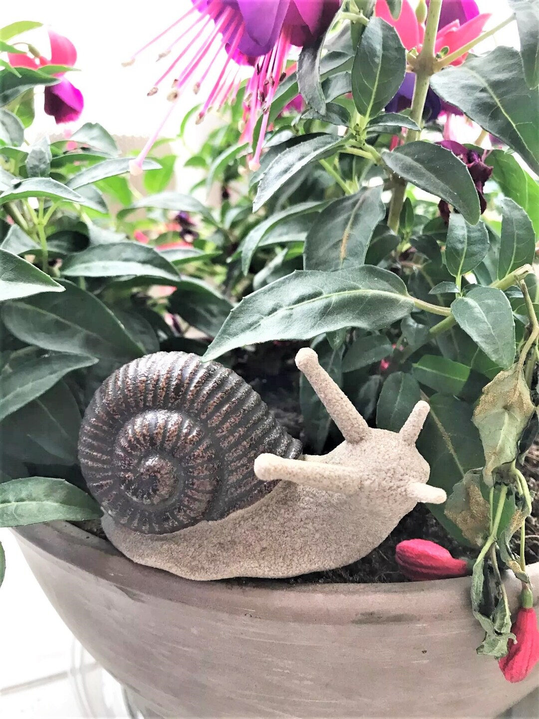 Snail Figurine Ceramic Snail Ornament Snail Statue Snail Etsy