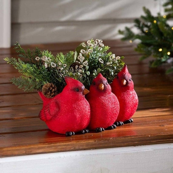 Red Cardinal Planter Northern Cardinal Bird Planter Etsy