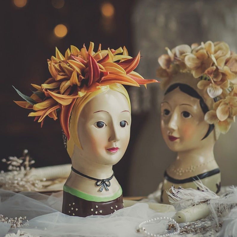 Vintage Doll Head Hanging Planter Wall Vase Head Planter Etsy