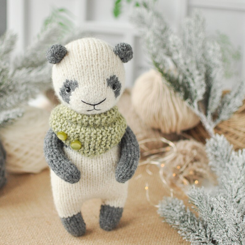 Panda bear knitting pattern cute handmade panda toy | Etsy