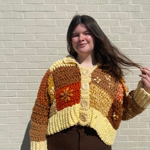 CROCHET Patchwork Cardigan with Embroidery Beginner Crochet Pattern image 5