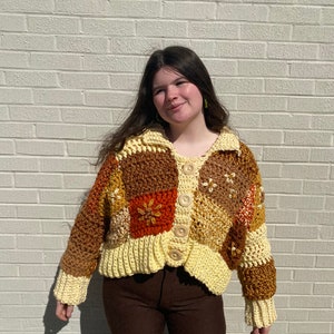 CROCHET Patchwork Cardigan with Embroidery Beginner Crochet Pattern image 3