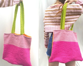 KNIT TOTE BAG- Beginner Knitting Pattern