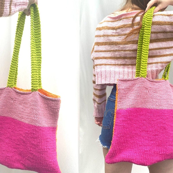 KNIT TOTE BAG- Beginner Knitting Pattern