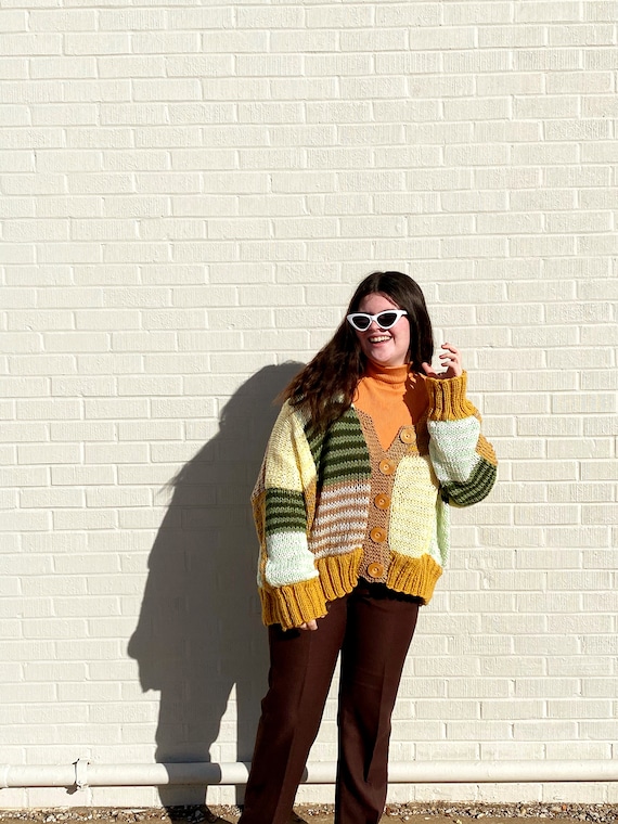 Street Striped Patchwork Cardigans Street Striped Patchwork Cardigans