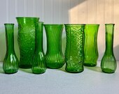 Vintage Glass Vase, Green Glass Vase, Vibrant Green Glass, Hoosier Glass Vase, Brody Glass Vase, Textured Glass, Midcentury Modern - CHOOSE