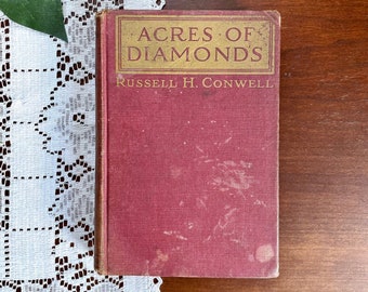 Acres of Diamonds by Russell H. Conwell 1915 Antique Red and Gold Decorative Book