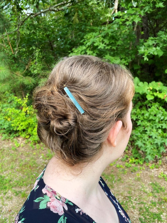 Vintage Hair Pins, Icy Blue Bobby Pins, Set of Tw… - image 2
