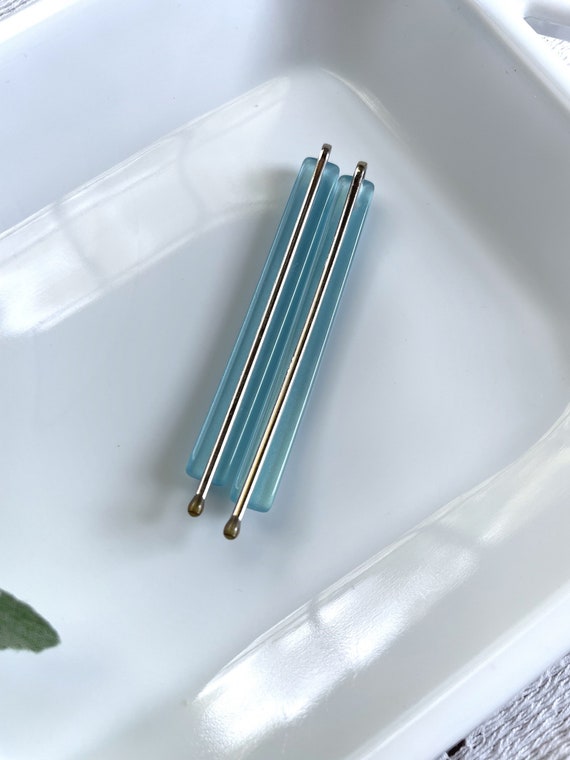 Vintage Hair Pins, Icy Blue Bobby Pins, Set of Tw… - image 7