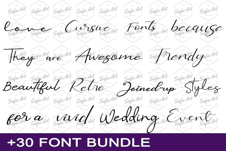 Cursive Fonts Bundle: 43 Calligraphy Typefaces (OTF Files) (digital ...