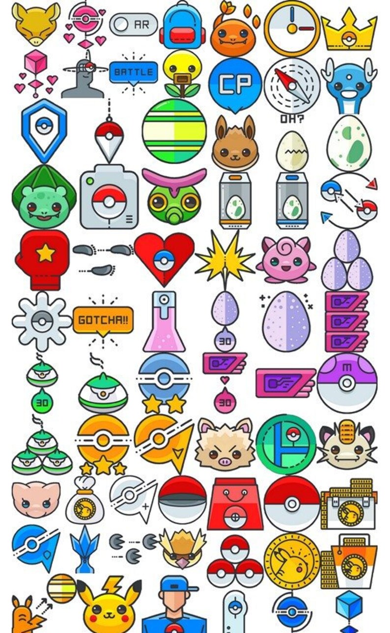 Download Pokemon Font Pikachu Pokemon Clip Art Icons SVG EPS PNG | Etsy