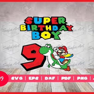 Super Mario 9th Birthday SVG: Super Font Letters (Digital Files)