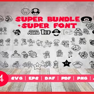 Super Bundle B & W + Super Schrift, Super Schrift Buchstaben SVG, DXF, PNG, eps, für Cricut, Silhouette, super Schrift svg, etc