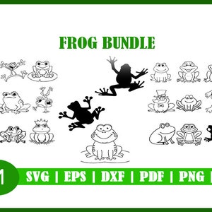 Grenouille SVG Bundle, Bundle SVG Animal, fichiers SVG pour Cricut, Silhouette Studio Svg Ai Eps Pdf Dxf Png