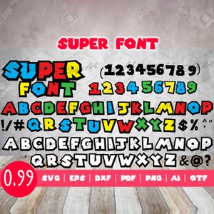 Super Font, letras super font SVG, DXF, PNG, eps, para cricut, silhueta, impressão, super font svg, fonte otf instalável