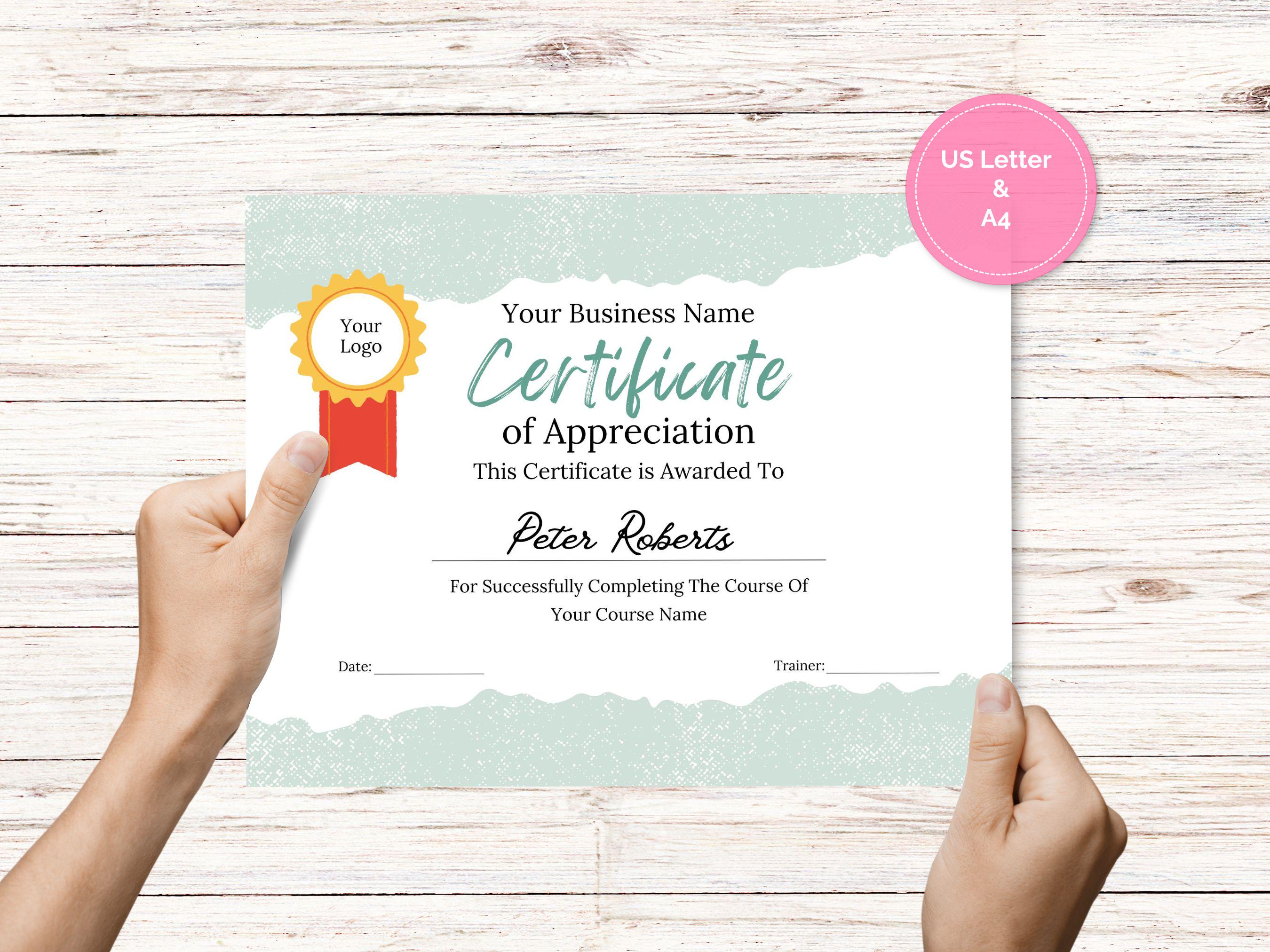 Editable Certificate of Appreciation Template: Printable Canva Design ...