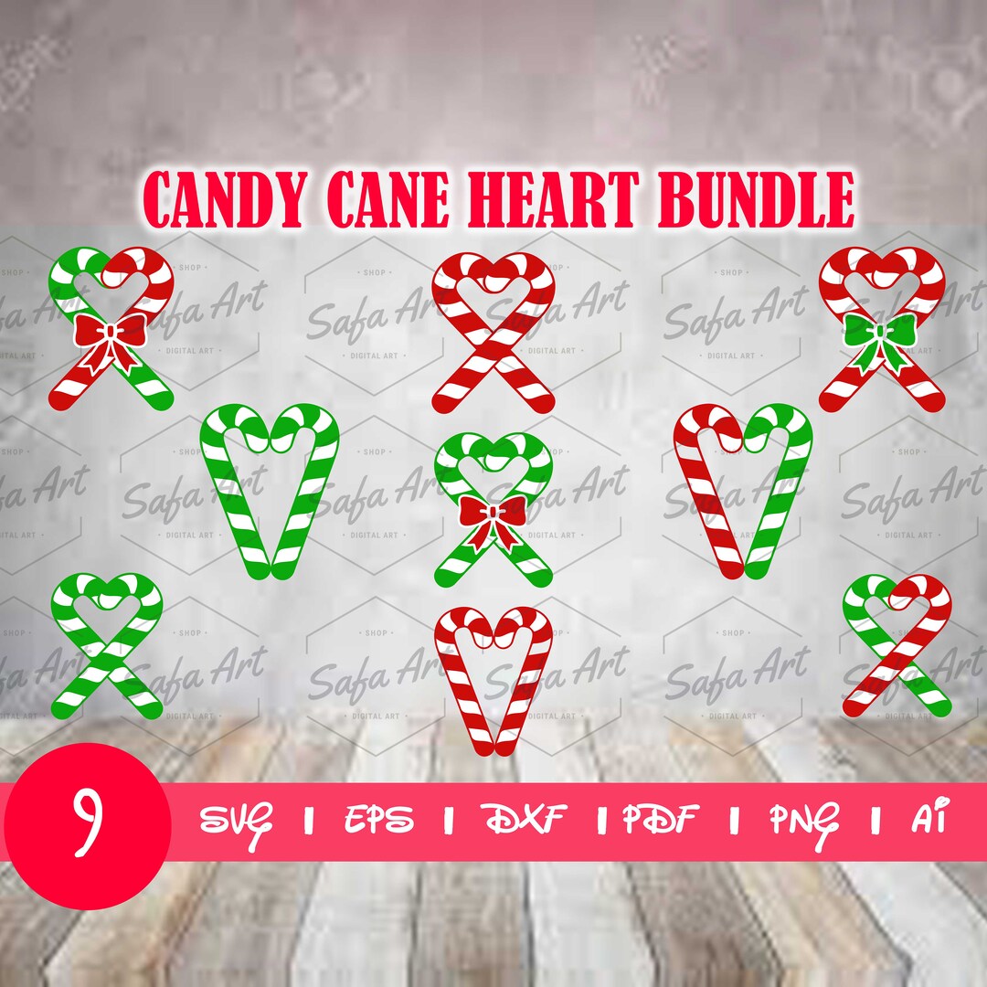 Candy Cane Heart SVG Bundle, Merry Christmas SVG Bundle, SVG Files for