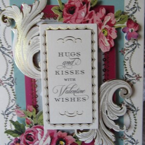 Romantic Valentine Card, FREE CARD, 2 envelopes, red/gold, 3D, layers, flowers, gold flourishes, gold foil, red vellum mat, red font verse