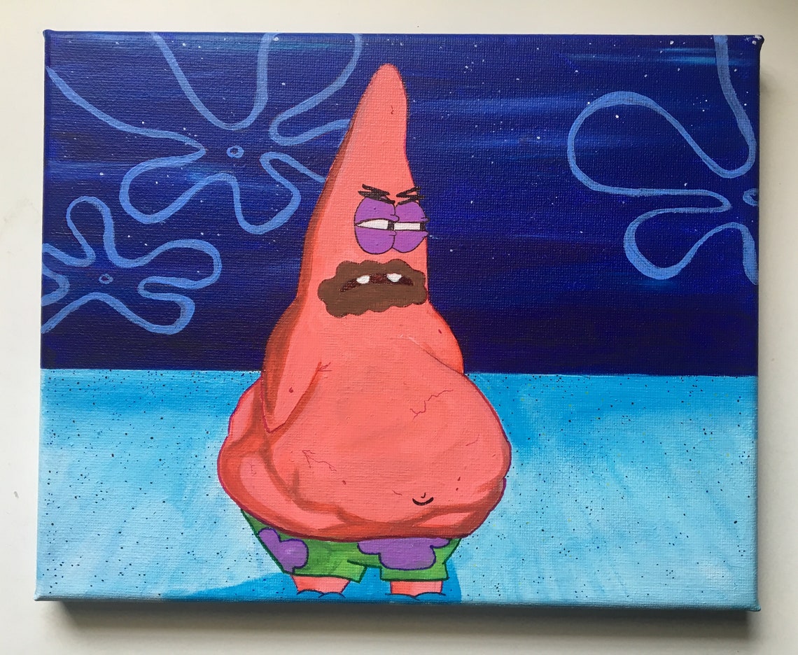 Patrick Starves After Eating Chocolate Bar Spongebob Painting Etsy