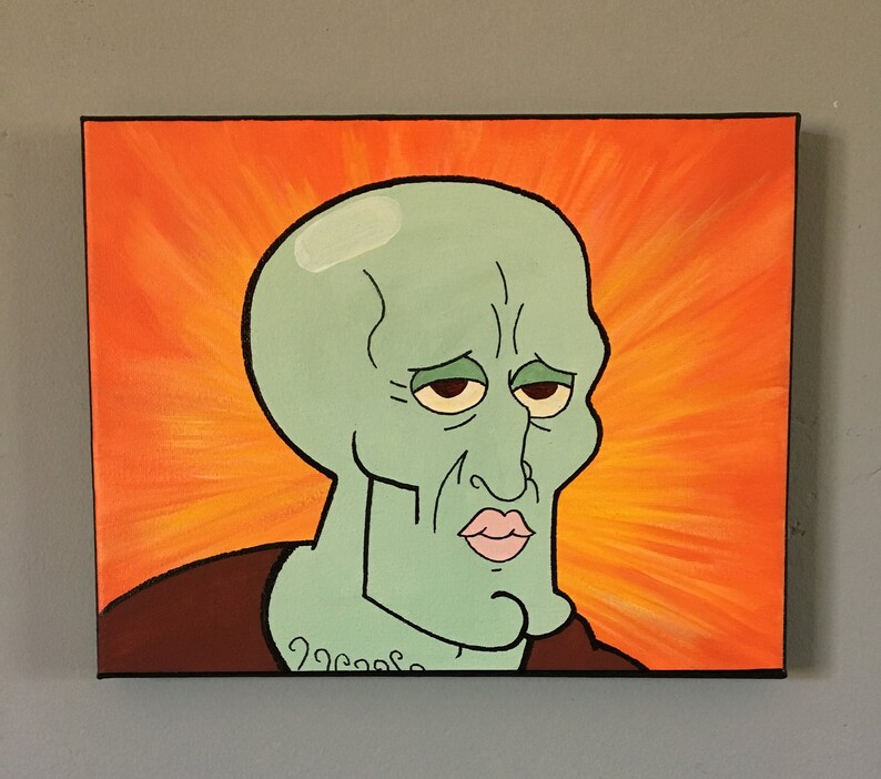 Handsome Squidward: Spongebob Painting | Etsy