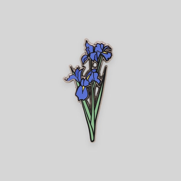 Iris flower enamel pin