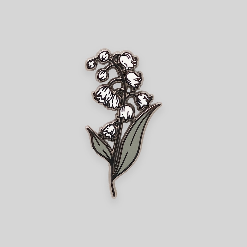 Lily of the Valley Poisonous Deadly Flower Sprig Enamel Pin image 1