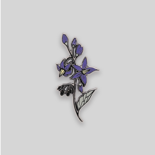 Nightshade belladonna flower enamel pin