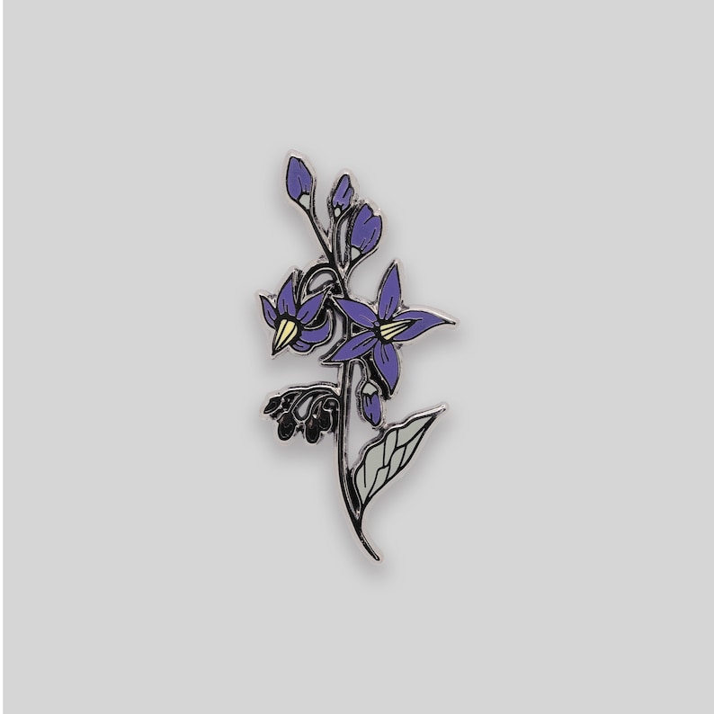 Nightshade belladonna flower enamel pin image 1