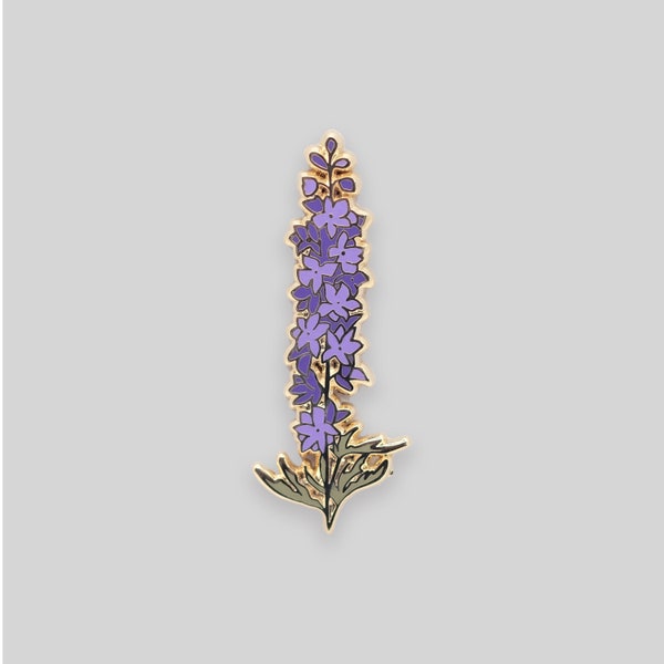 Larkspur delphinium flower enamel pin