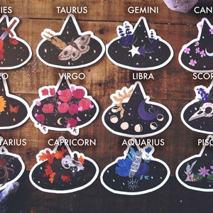 Zodiac Witches Hat Vinyl Stickers - Etsy