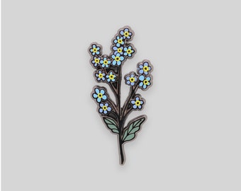 Forget me not flower enamel pin