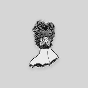 Victorian bust lady enamel pin