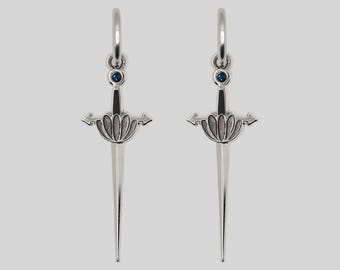 Orecchini a cerchio Ophelia Midnight Sapphire Rapier in smalto e argento