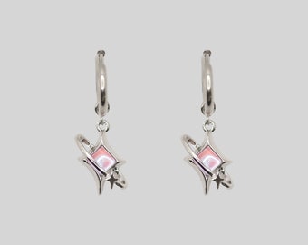 Starfall pink silver hoop earrings