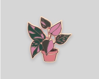 Pink princess houseplant enamel pin